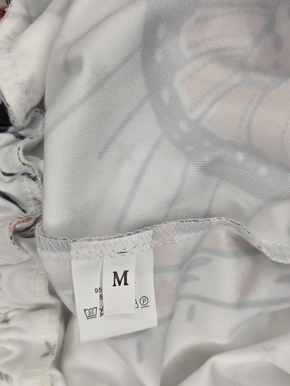 Women's Medium Butterfly Print Drawstring Pants - White, Orange With Flare Legs - Picture 7 of 8